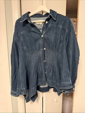 Boho Anthropologie Denim Button-Down Shirt Jacket